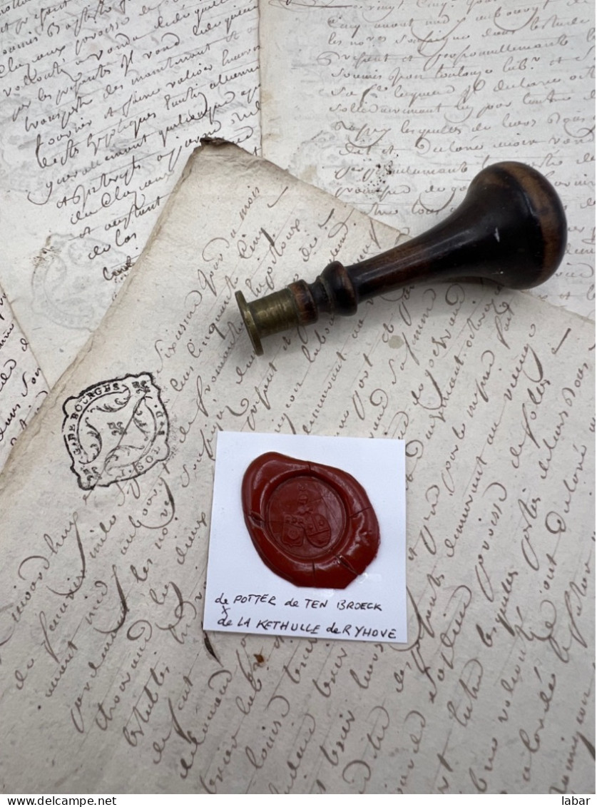 CACHET CIRE ANCIEN - Sigillographie - SCEAUX - WAX SEAL - De POTTER De TEN BROECK / De La KETHULLE De RYHONE - Sellos