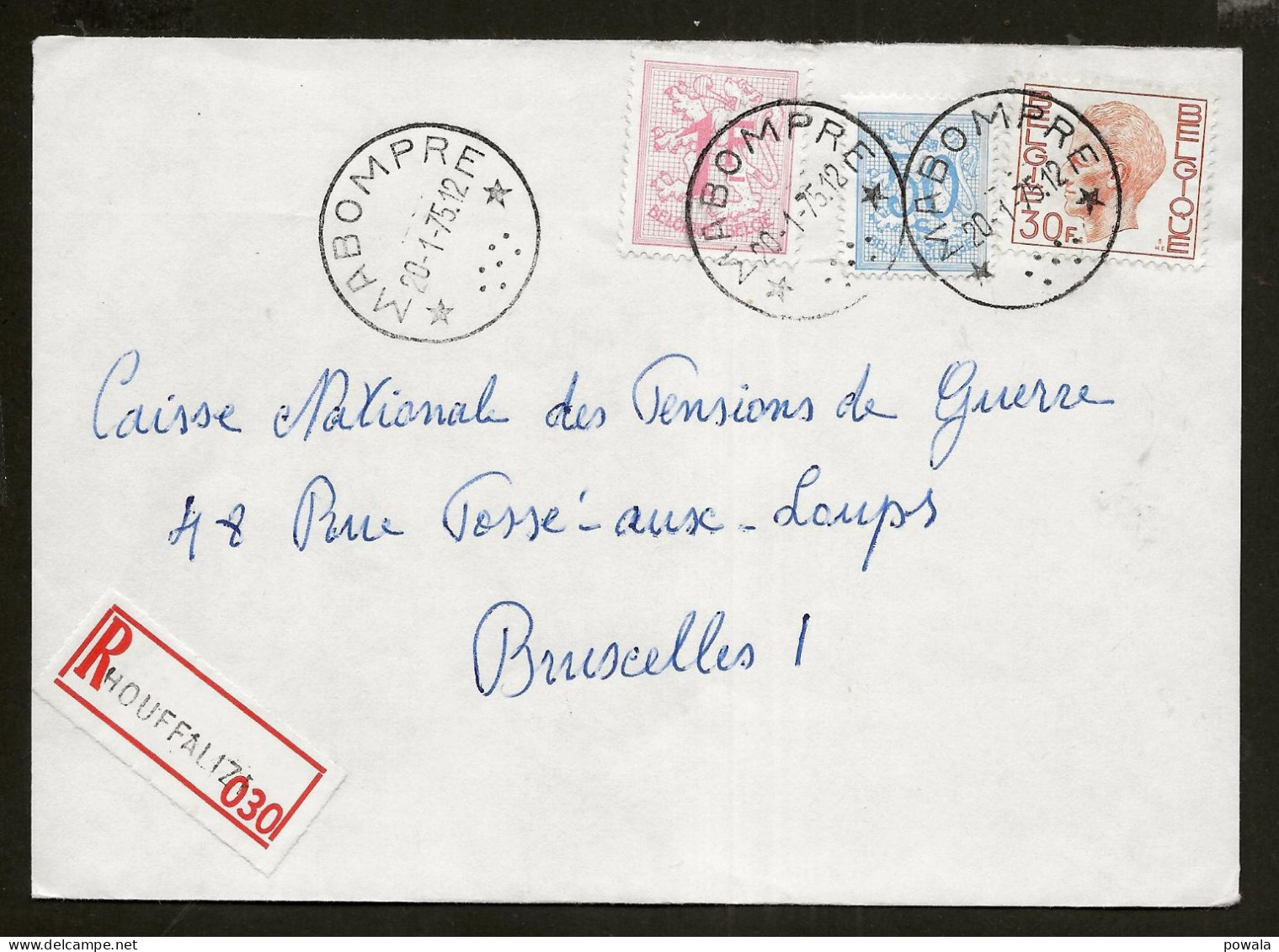 Sterstempel Bestellershalte MABOMPRE 20/1/1975 Op Recommande - Postmarks With Stars