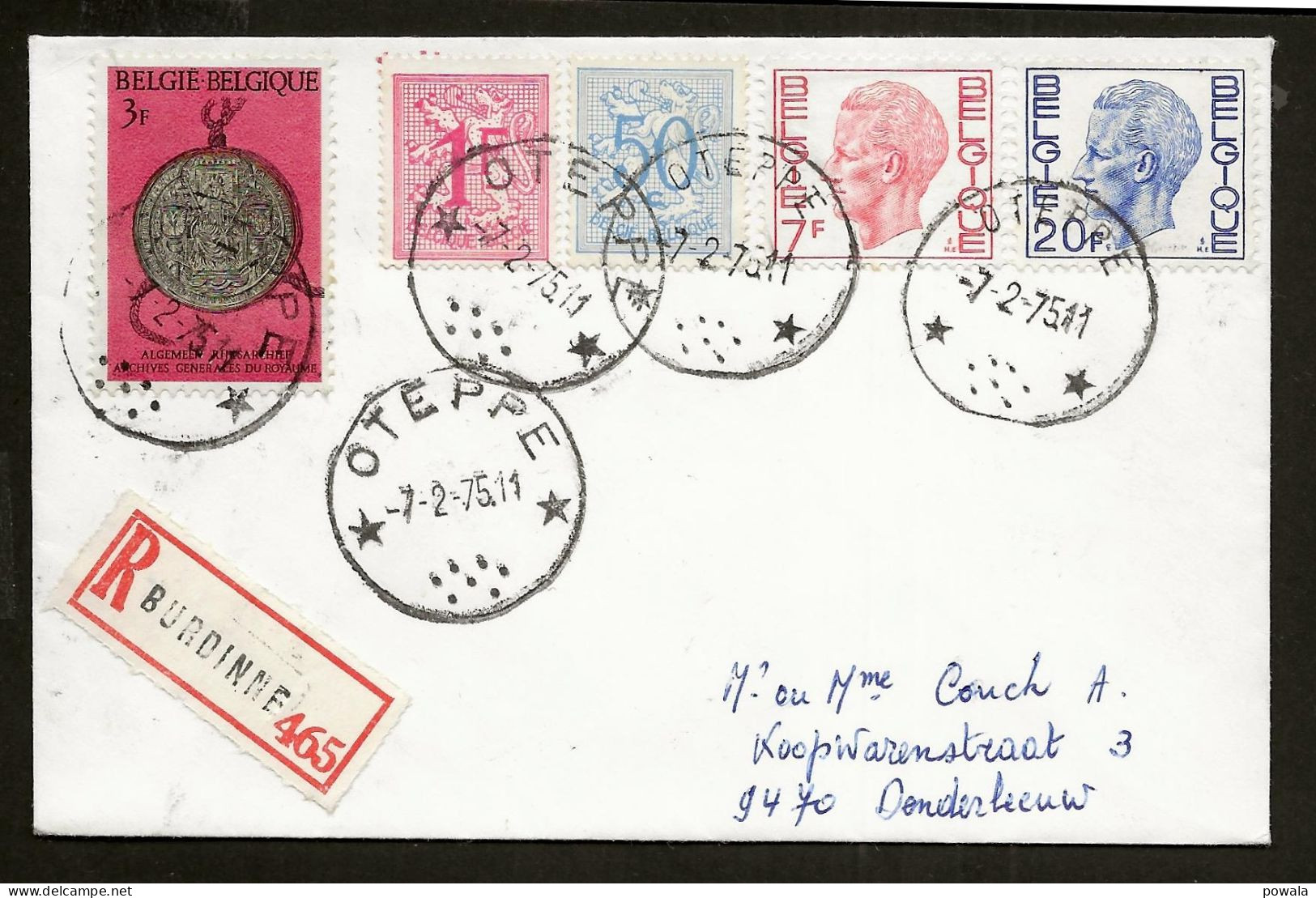 Sterstempel Bestellershalte OTEPPE 7/2/1975 Op Recommande - Postmarks With Stars