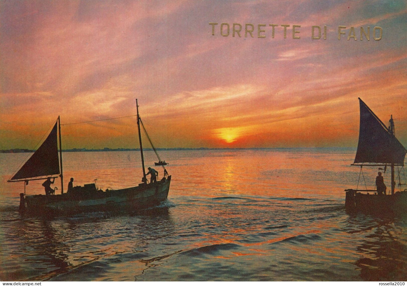 CARTOLINA ITALIA PESARO TORRETTE DI FANO BARCHE AL TRAMONTO Italy Postcard ITALIEN Ansichtskarten - Fano