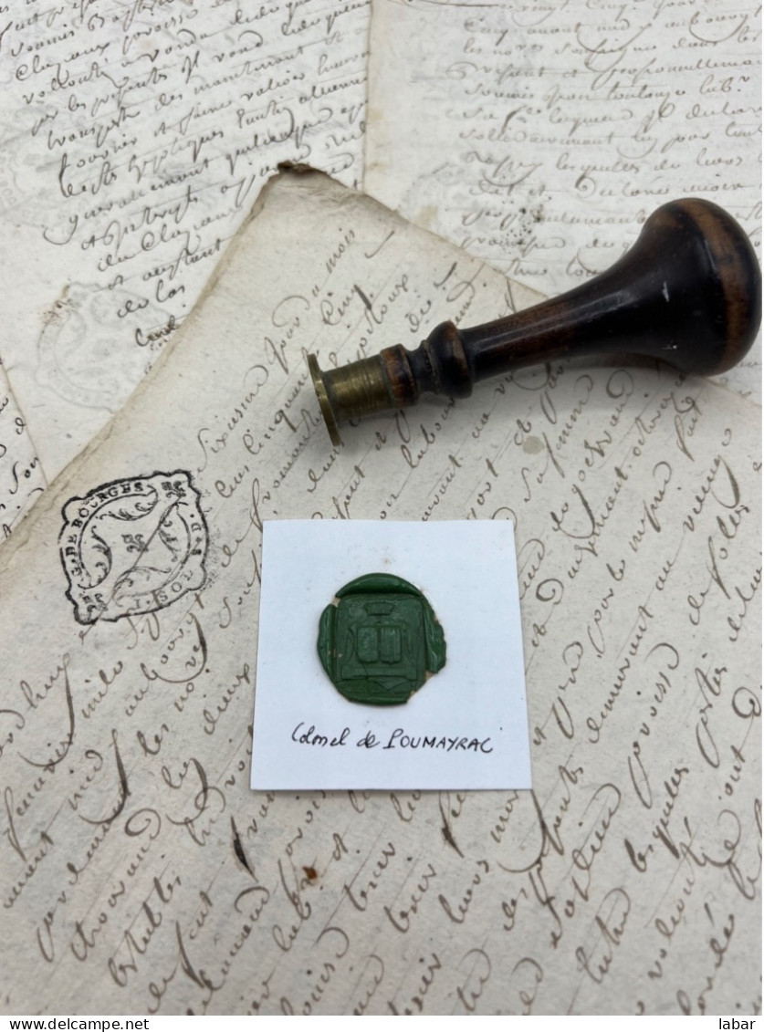 CACHET CIRE ANCIEN - Sigillographie - SCEAUX - WAX SEAL - Colonel De POUMAYRAC - Cachets