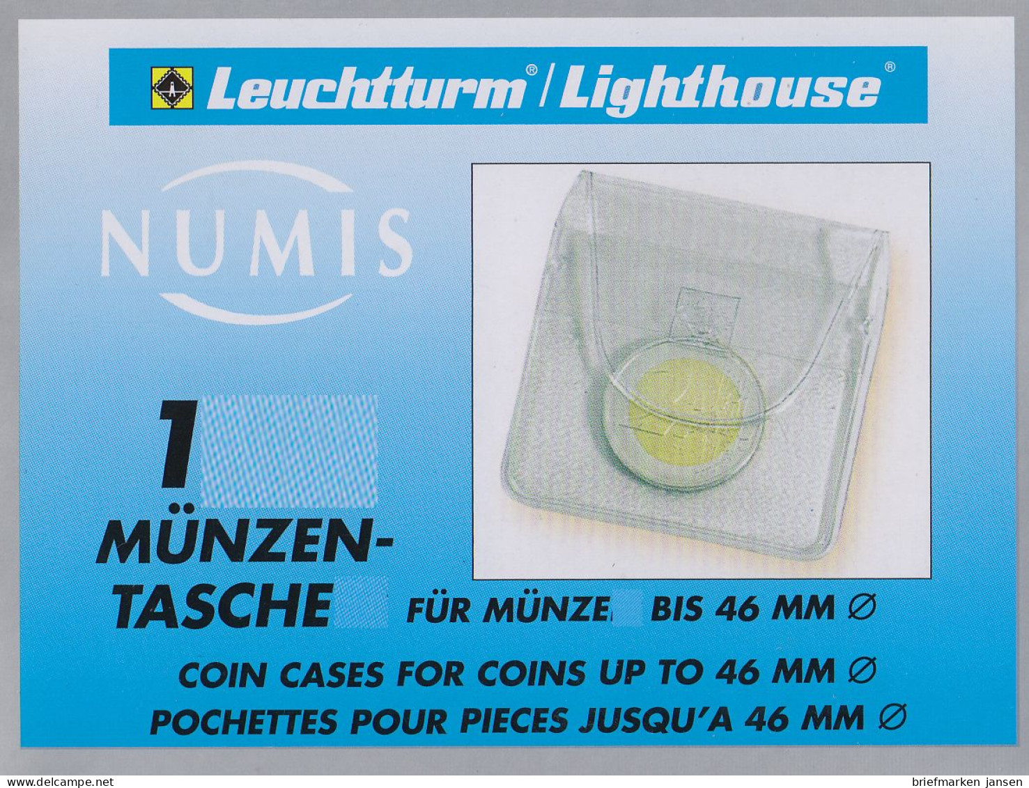 Leuchtturm Münzentasche Für Eine Münze Bis Zu Einem Druchmesser Von 46 Mm - Supplies And Equipment