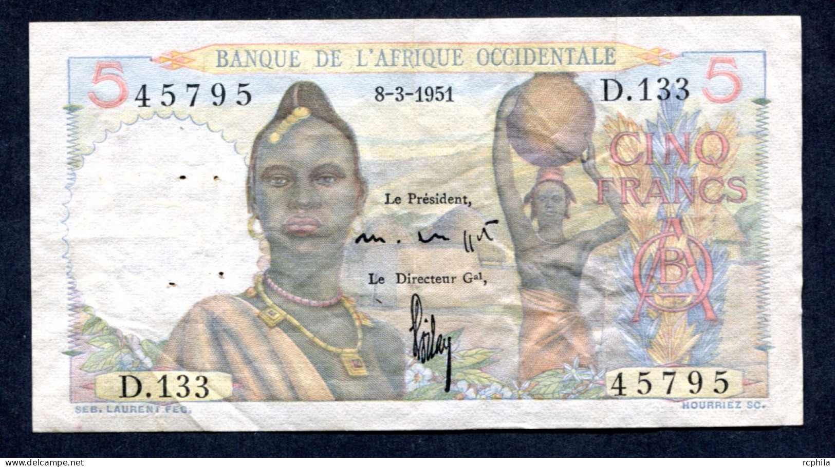 RC 27396 AFRIQUE OCCIDENTALE BILLET DE 5 FRANCS EMIS EN 1951 - West-Afrikaanse Staten