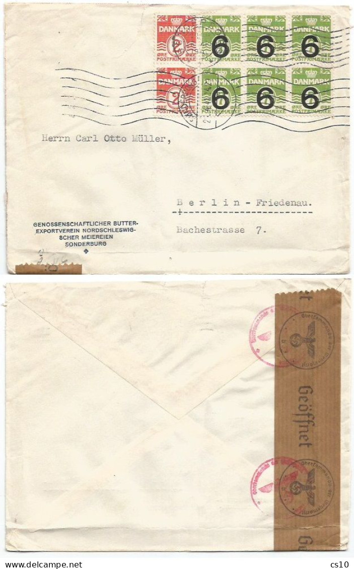 Danmark 3rd Reich Censored Commerce Cv Sonderburg 26apr1941 With OVPT Provisional O6/7 Block6 + O2 Pair To Berlin - Covers & Documents