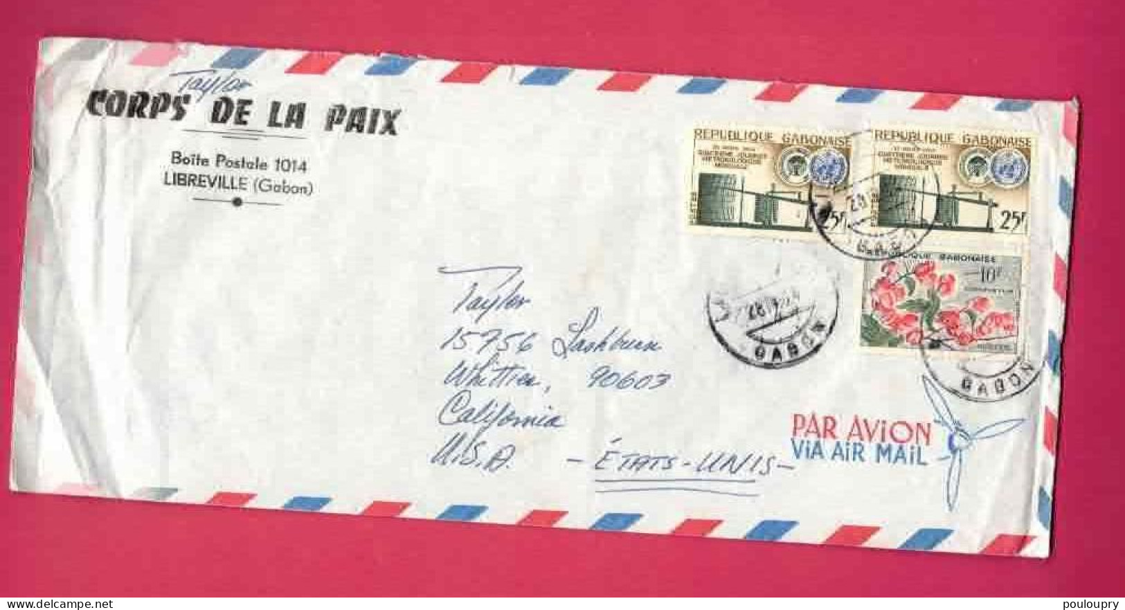 Lettre De 1964 Pour Les USA EUAN - YT N° 158 Et 169 X 2 - Gabun (1960-...)