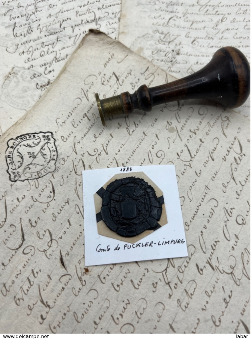 CACHET CIRE ANCIEN - Sigillographie - SCEAUX - WAX SEAL - 1888 Comte De PUCKLER LIMPURG - Seals