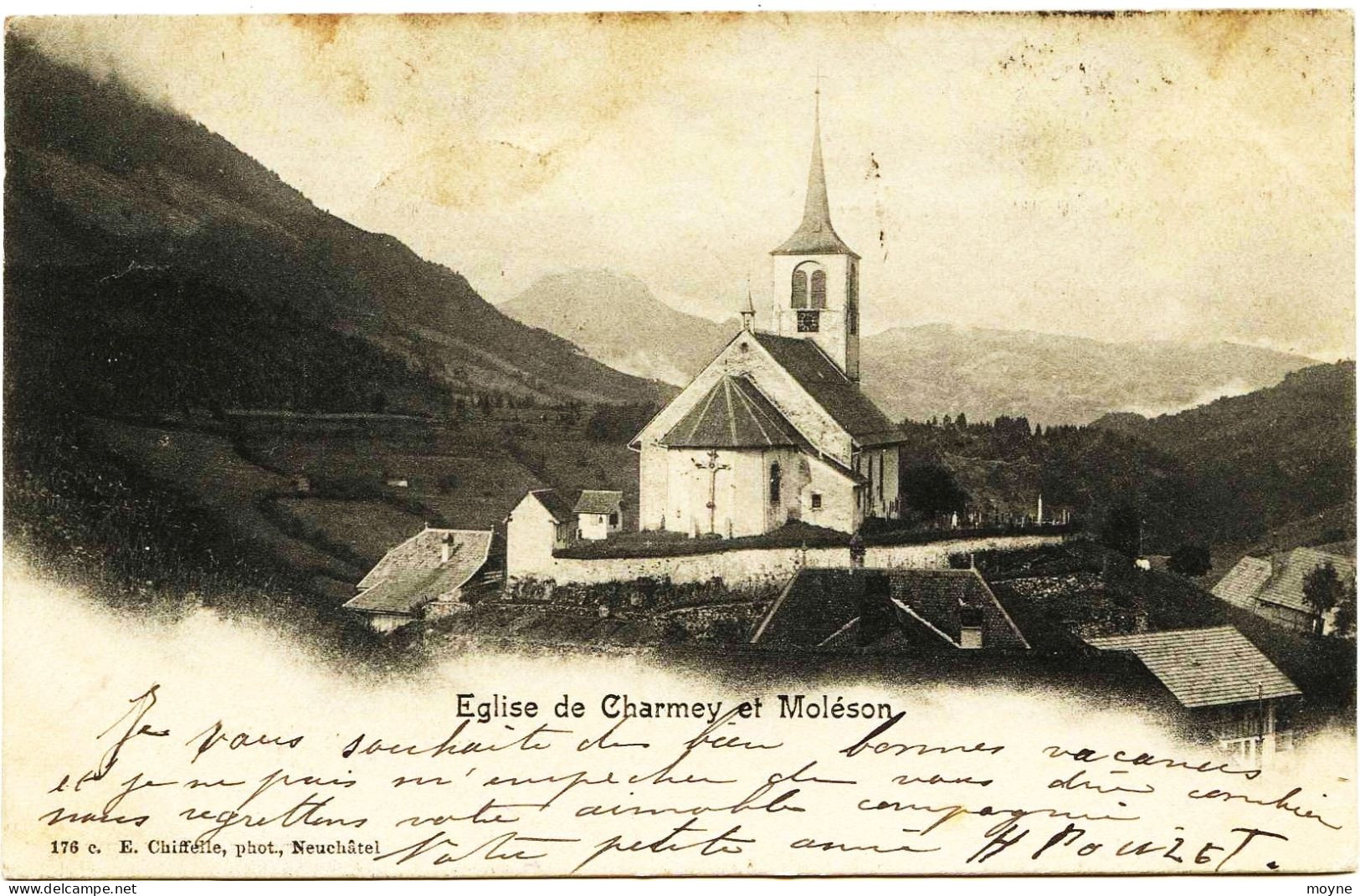 3079 - Suisse -  EGLISE ET VILLAGE DE CHARMEY  ET  MOLESON  -  T RARE  -  1903 - Charmey