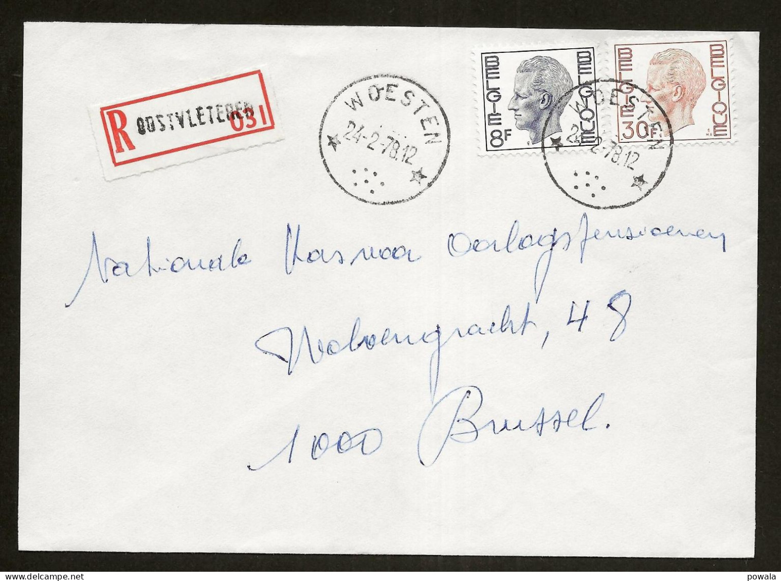 Sterstempel Bestellershalte WOESTEN 24/2/1978 Op Recommande - Bolli A Stelle