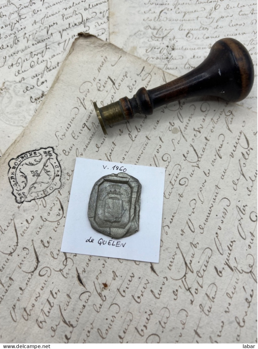 CACHET CIRE ANCIEN - Sigillographie - SCEAUX - WAX SEAL - V 1860 De QUÉLEN - Timbri