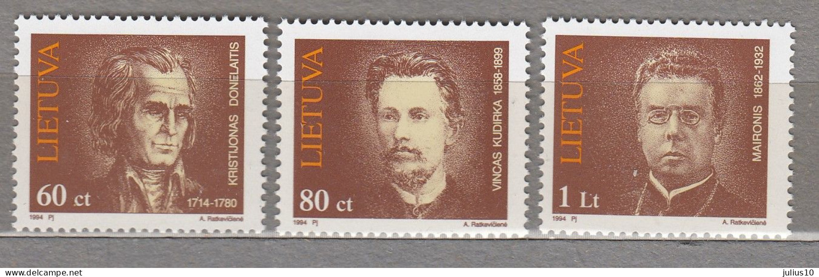 LITHUANIA 1994 Famous People Writers MNH(*) Mi 550-552 # Lt780 - Schrijvers