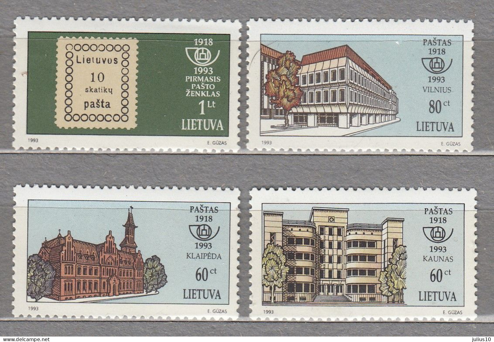 LITHUANIA 1993 Post Buildings MNH(*) Mi 540-543 # Lt781 - Post