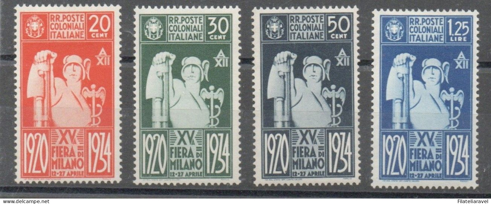 COLONIE ITALIANE - Emissioni Generali - 1934 " 15° Fiera Di Milano " Serie Completa 4 Valori Linguellata - Emissions Générales