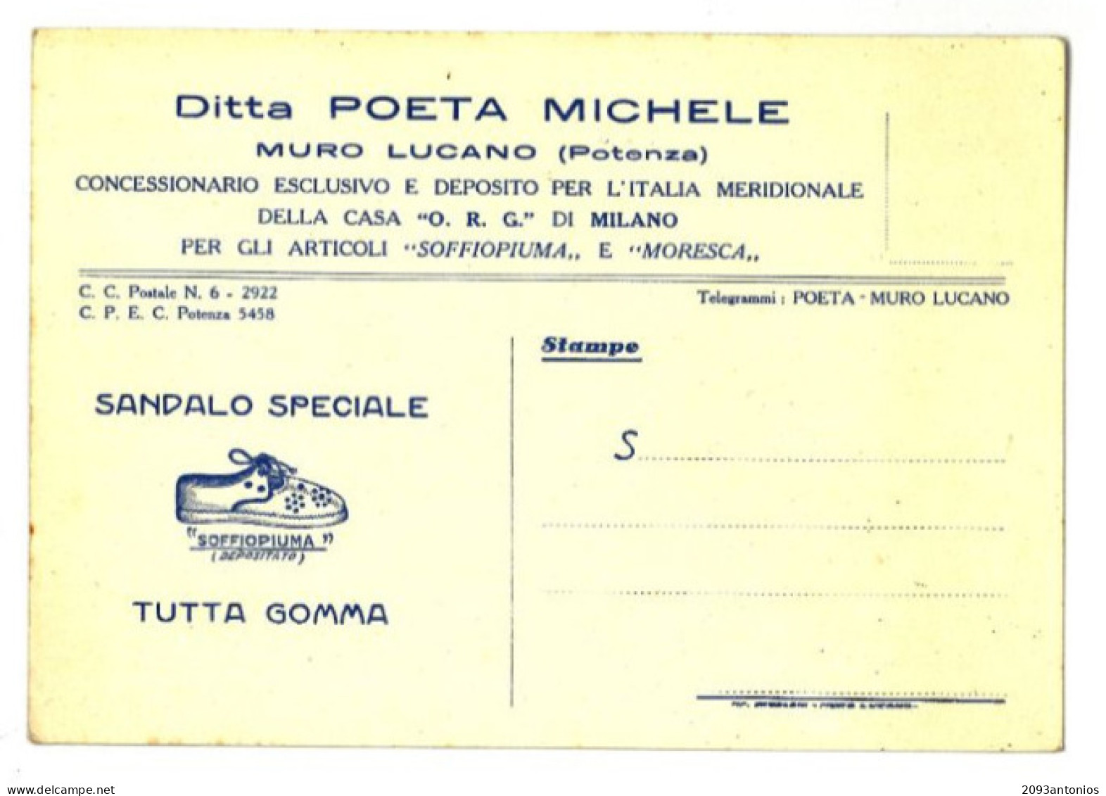 SP1101)   MURO LUCANO POTENZA CARTOLINA PUBBLICITARIA    STORIA POSTALE - Potenza