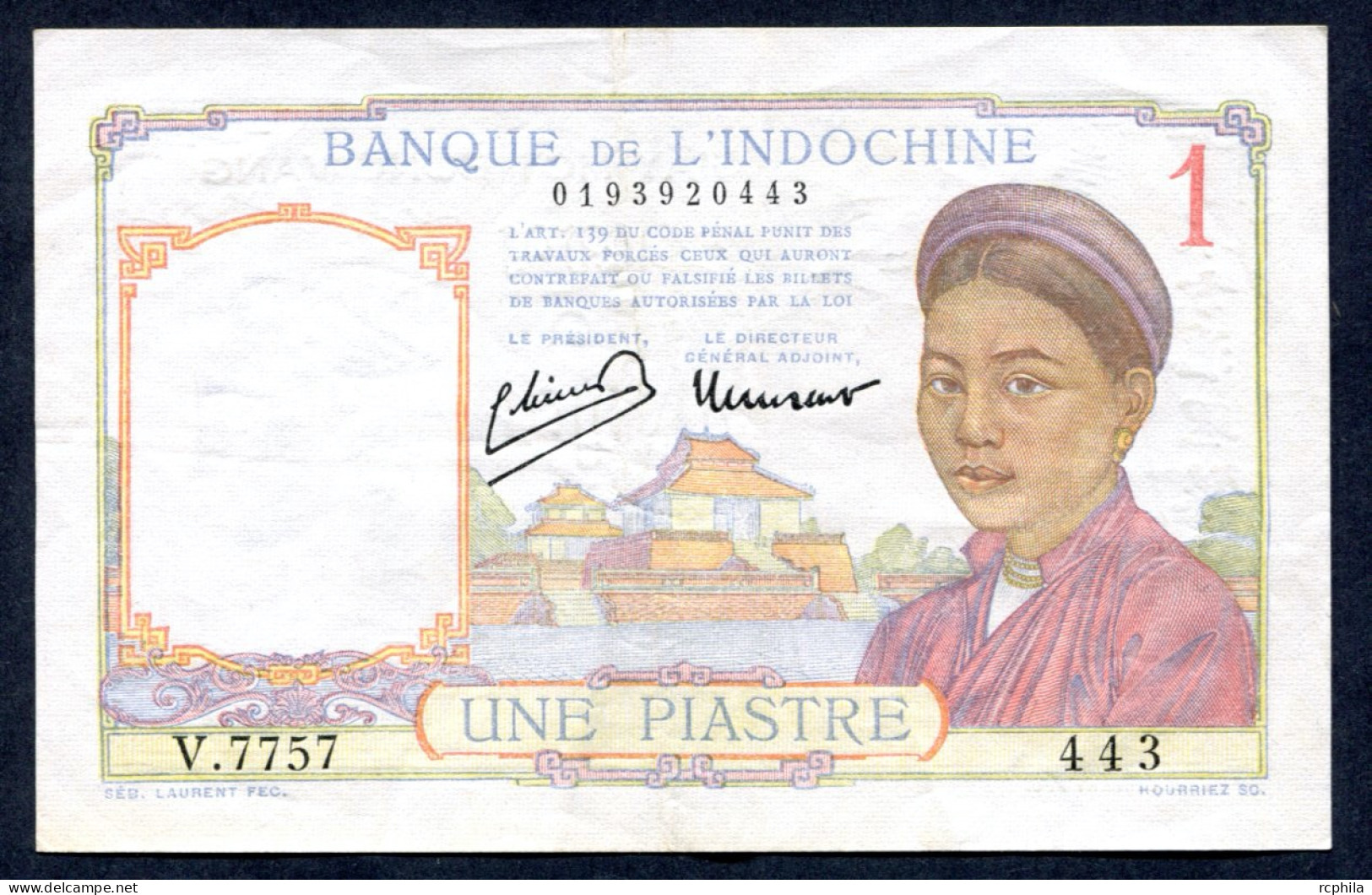 RC 27398 INDOCHINE BILLET DE 1 PIASTRE - Indocina