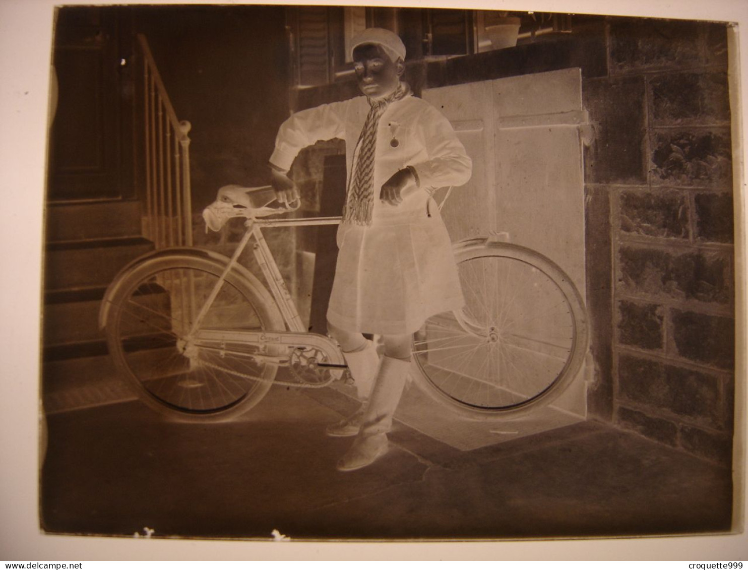 Annees 30 Photographie Plaque Verre NEGATIF Enfant Avec Bicyclette Velo 9 X 12 Cm - Glass Slides