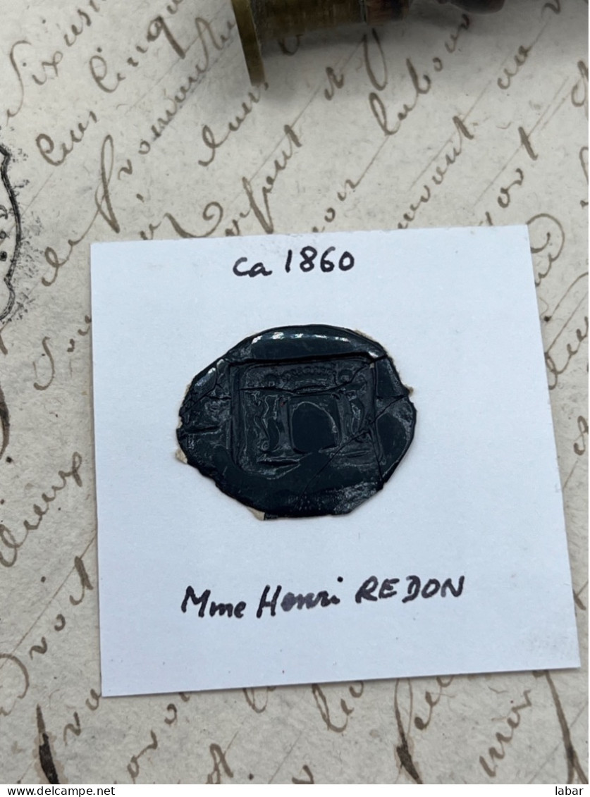 CACHET CIRE ANCIEN - Sigillographie - SCEAUX - WAX SEAL - Ca 1860 Mme Henri REDON - Sellos