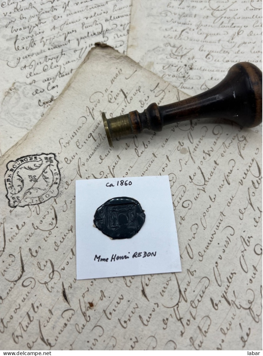 CACHET CIRE ANCIEN - Sigillographie - SCEAUX - WAX SEAL - Ca 1860 Mme Henri REDON - Seals