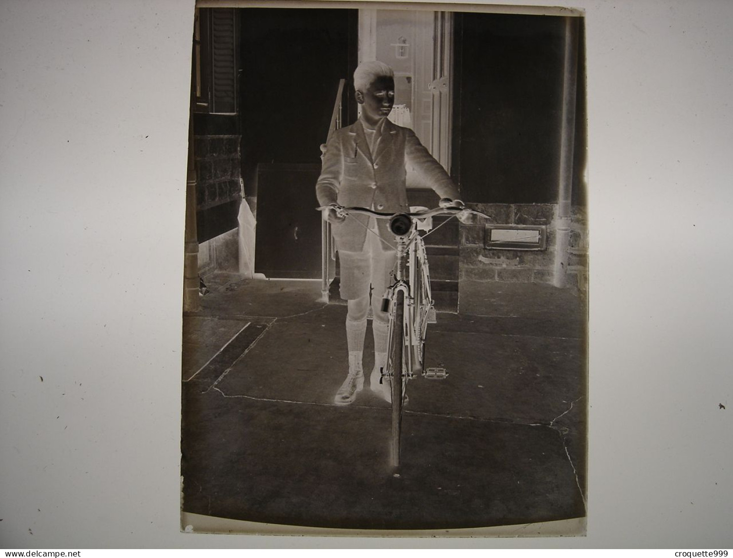 Annees 30 Photographie Plaque Verre NEGATIF Enfant Avec Bicyclette Velo 9 X 12 Cm - Glass Slides