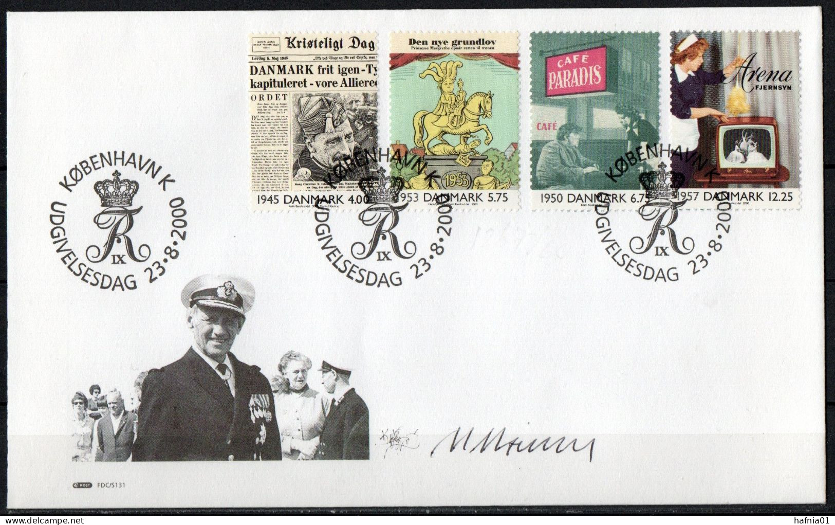 Martin Mörck. Denmark 2000. Events Of The 20th Century. Michel 1255 - 1258 FDC. Signed. - FDC