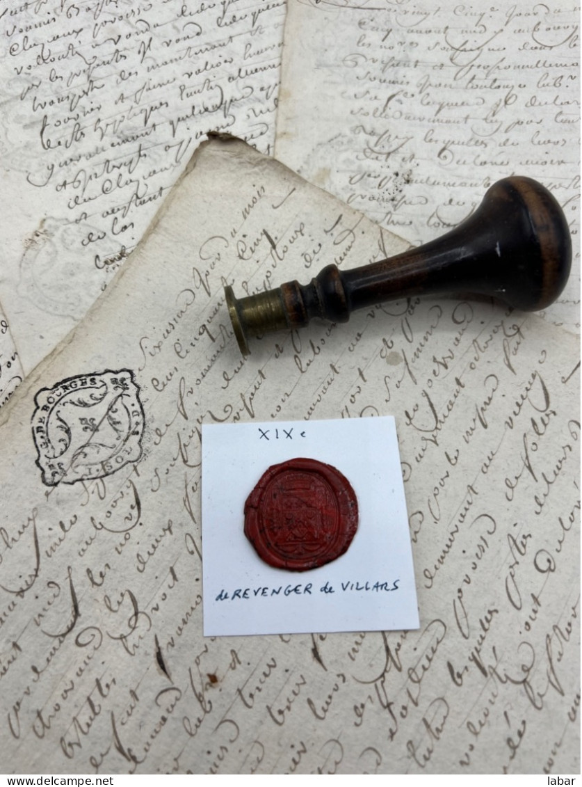 CACHET CIRE ANCIEN - Sigillographie - SCEAUX - WAX SEAL - XIX ème De REVENGER De VILLARS - Seals