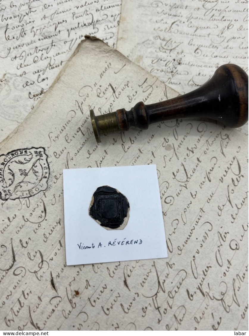 CACHET CIRE ANCIEN - Sigillographie - SCEAUX - WAX SEAL - Vicomte A RÉVÉREND - Stempels