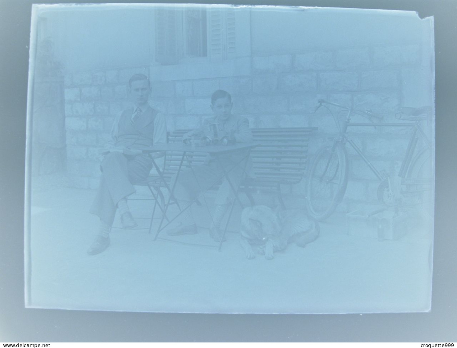 Annees 30 Photographie 2 Plaque Verre NEGATIF Enfant Avec Bicyclette Velo 9 X 12 Cm - Glass Slides