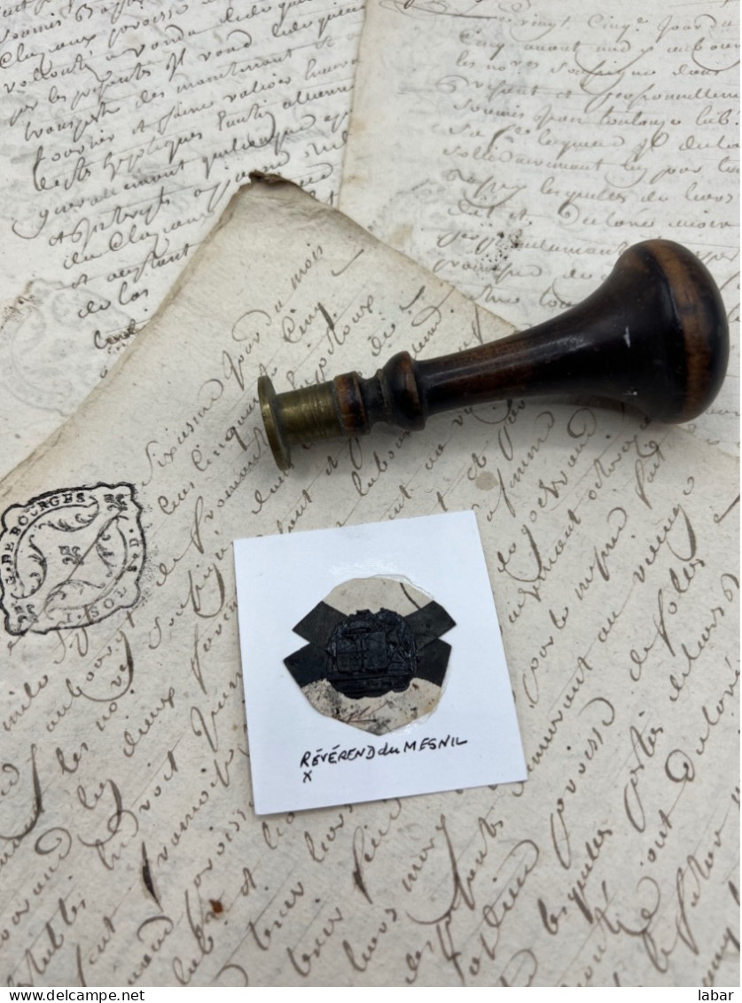 CACHET CIRE ANCIEN - Sigillographie - SCEAUX - WAX SEAL - RÉVÉREND Du MESNIL - Timbri