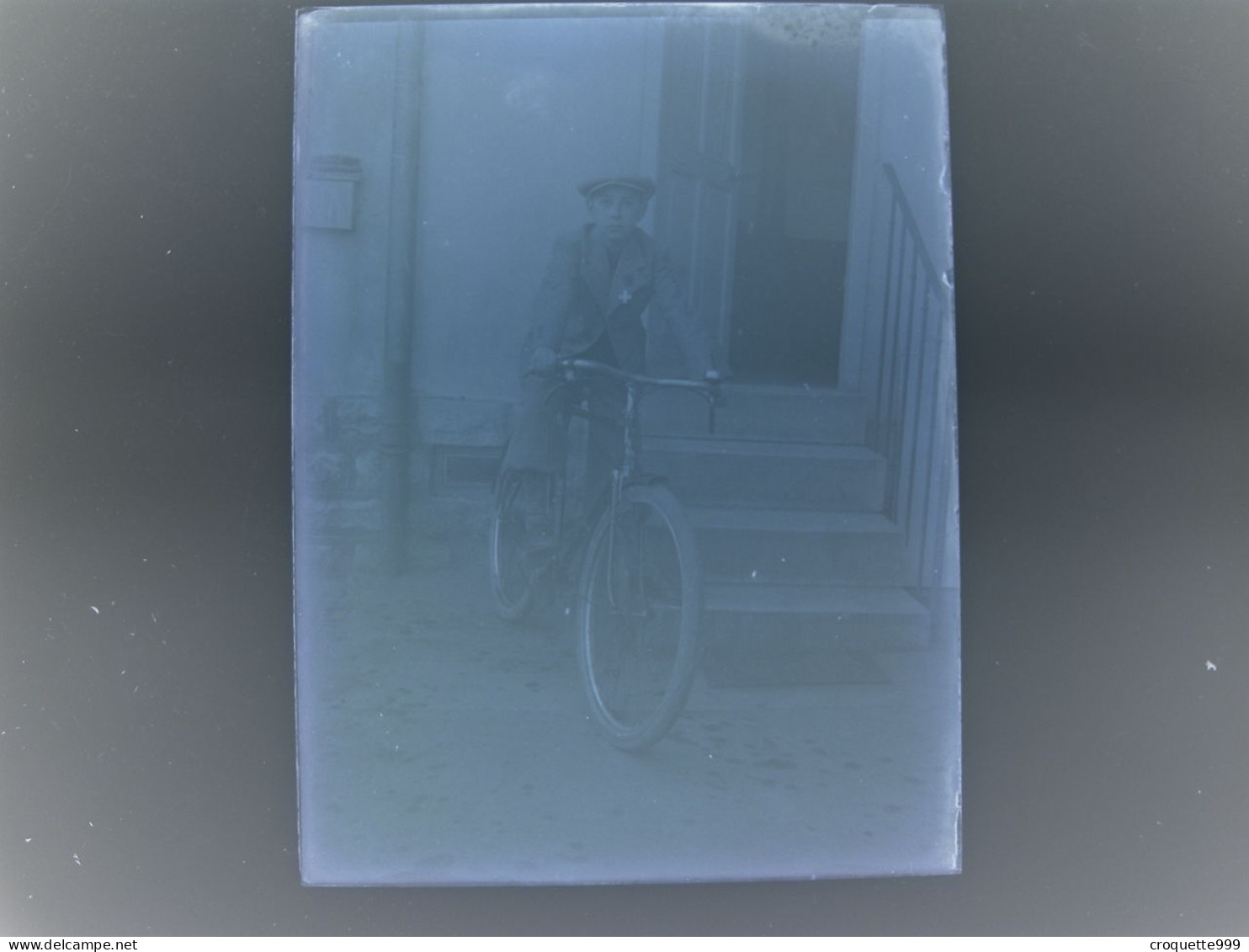 Annees 30 Photographie 2 Plaque Verre NEGATIF Enfant Avec Bicyclette Velo 9 X 12 Cm - Glass Slides