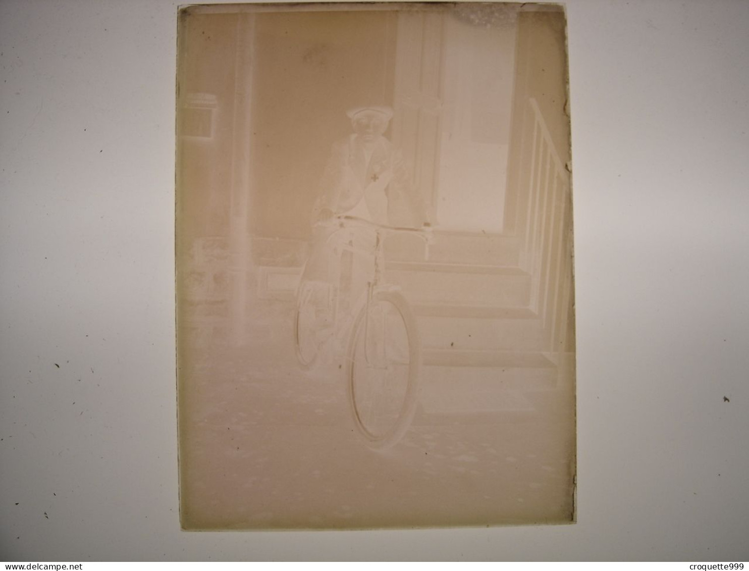 Annees 30 Photographie 2 Plaque Verre NEGATIF Enfant Avec Bicyclette Velo 9 X 12 Cm - Diapositivas De Vidrio