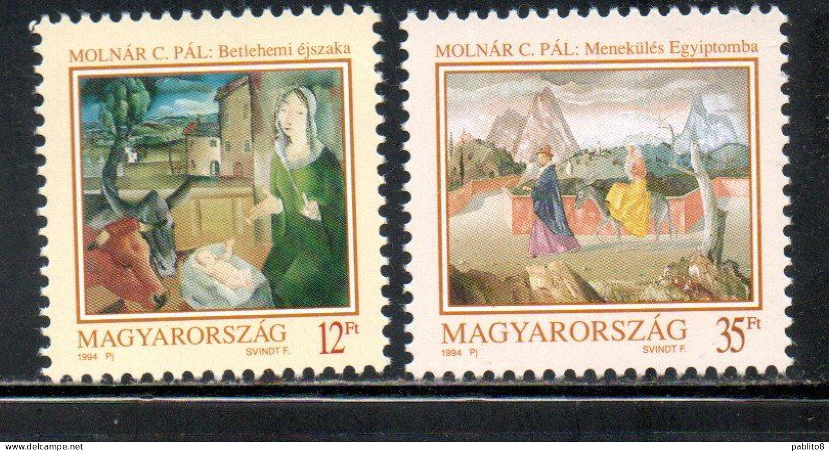 HUNGARY UNGHERIA MAGYAR 1994 CHRISTMAS NATALE NOEL WEIHNACHTEN NAVIDAD COMPLETE SET SERIE COMPLETA MNH - Unused Stamps
