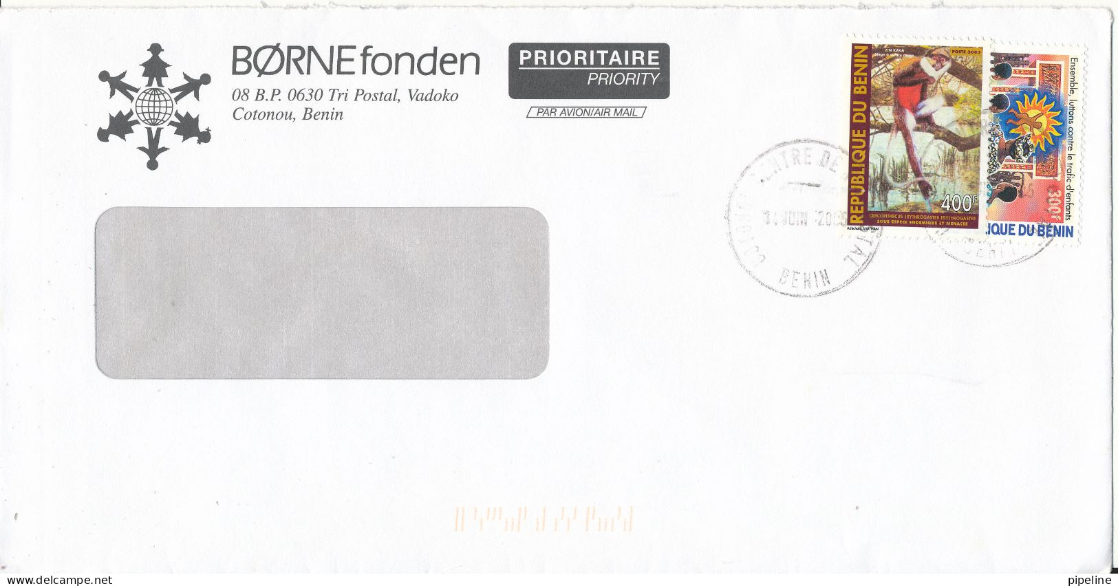 Benin Cover Bornefonden Sent To Denmark 14-6-2005 Topic Stamps - Benin – Dahomey (1960-...)