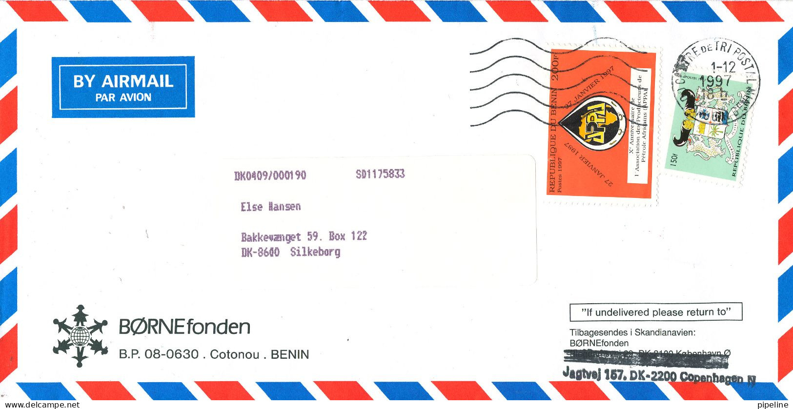 Benin Cover Bornefonden Sent To Denmark 1-12-1997 Topic Stamps - Benin - Dahomey (1960-...)