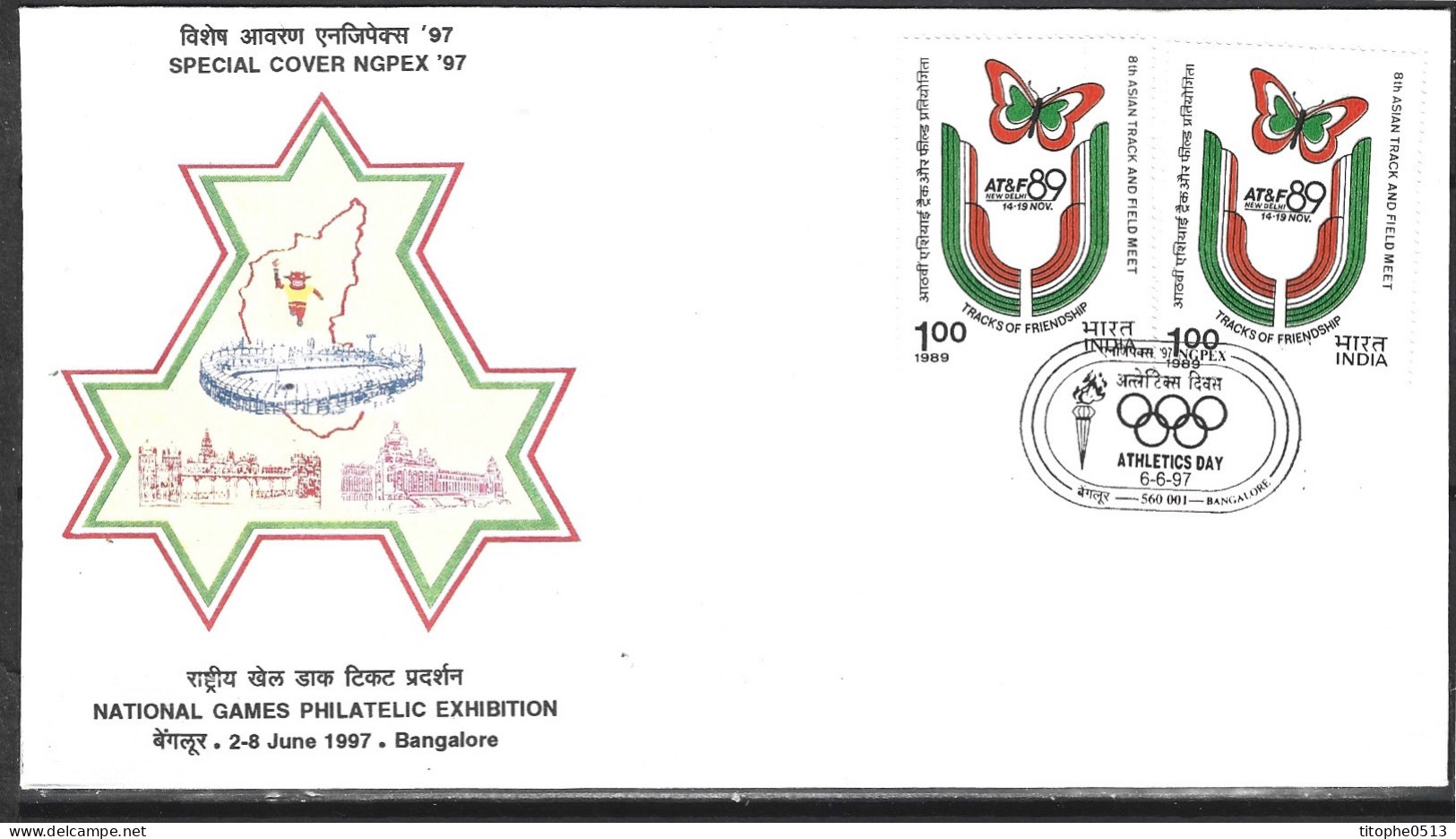 INDE. Enveloppe Commémorative De 1997. National Games Philatelic Exhibition/Athletics Day. - Lettres & Documents