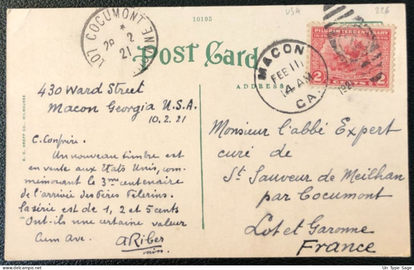 Etats-Unis N°226 Sur CPA De Macon, Georgia 11.2.1921 - (A145) - Storia Postale