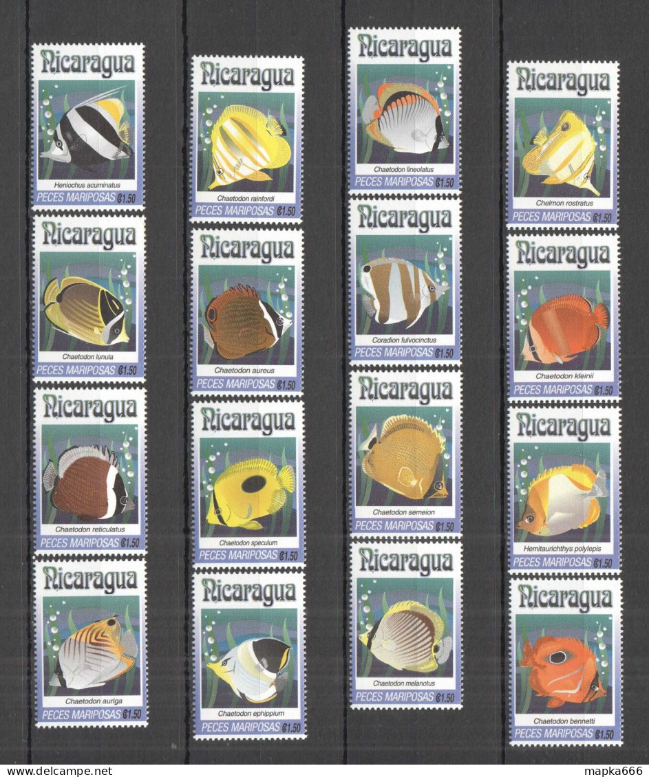 B0459 Nicaragua Fauna Fish & Marine Life Butterflyfishes Set Mnh - Marine Life