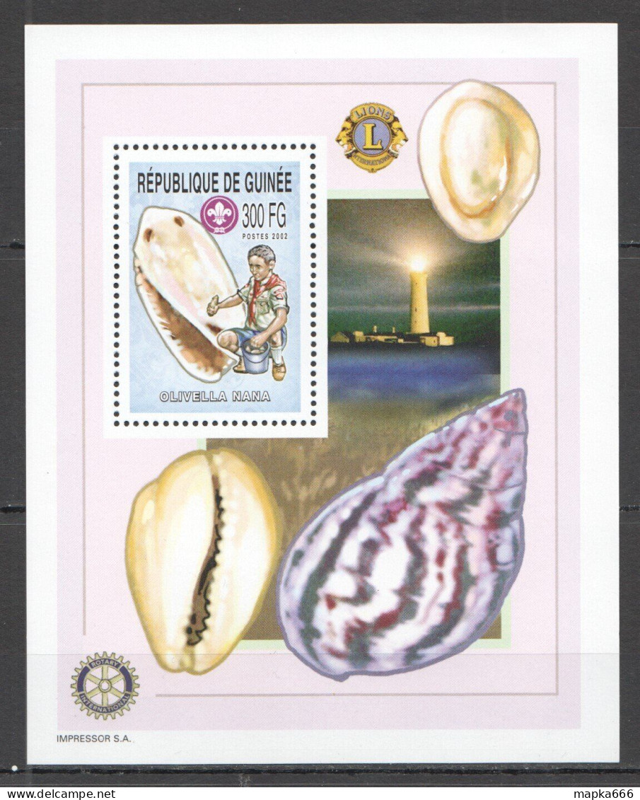 B0485 2002 Guinea Fish & Marine Life Lighthouses Scouting Seashells Bl Mnh - Meereswelt