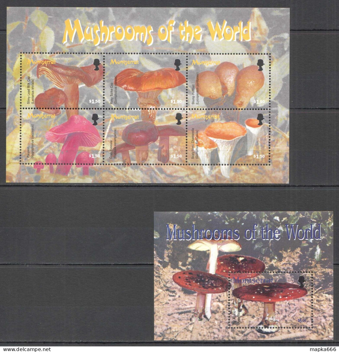 B0508 Montserrat Flora Nature Mushrooms Of The World 1Kb+1Bl Mnh - Funghi