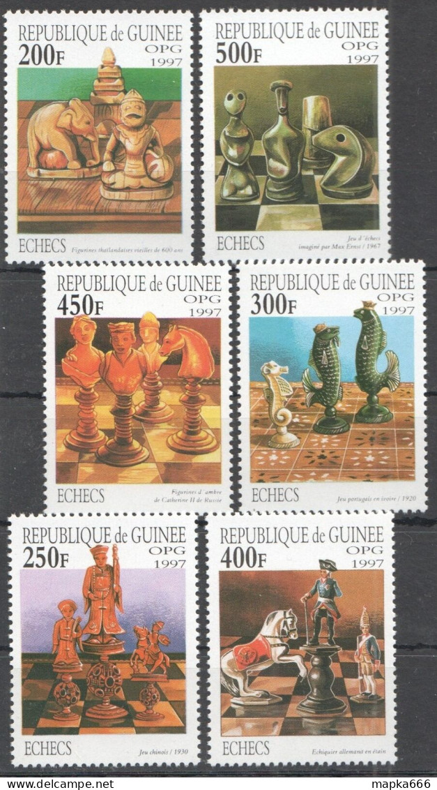 B0526 1997 Guinea Sport Chess Figures Les Echecs 1Set Mnh - Ajedrez