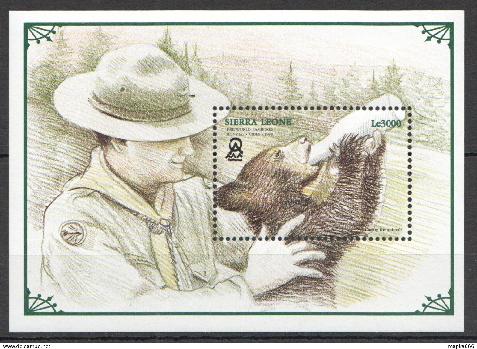 B0553 1998 Sierra Leone Fauna Caring For Animals Scouting 1Bl Mnh - Neufs