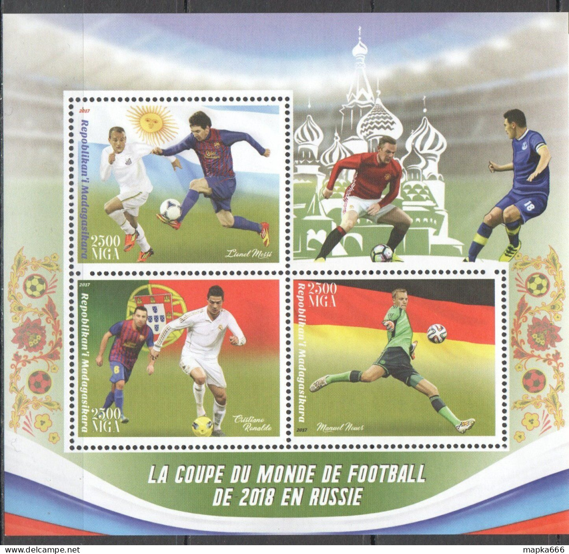 B0636 2017 Football World Cup Russia 2018 Messi Ronaldo Rooney Kb Mnh - Other & Unclassified