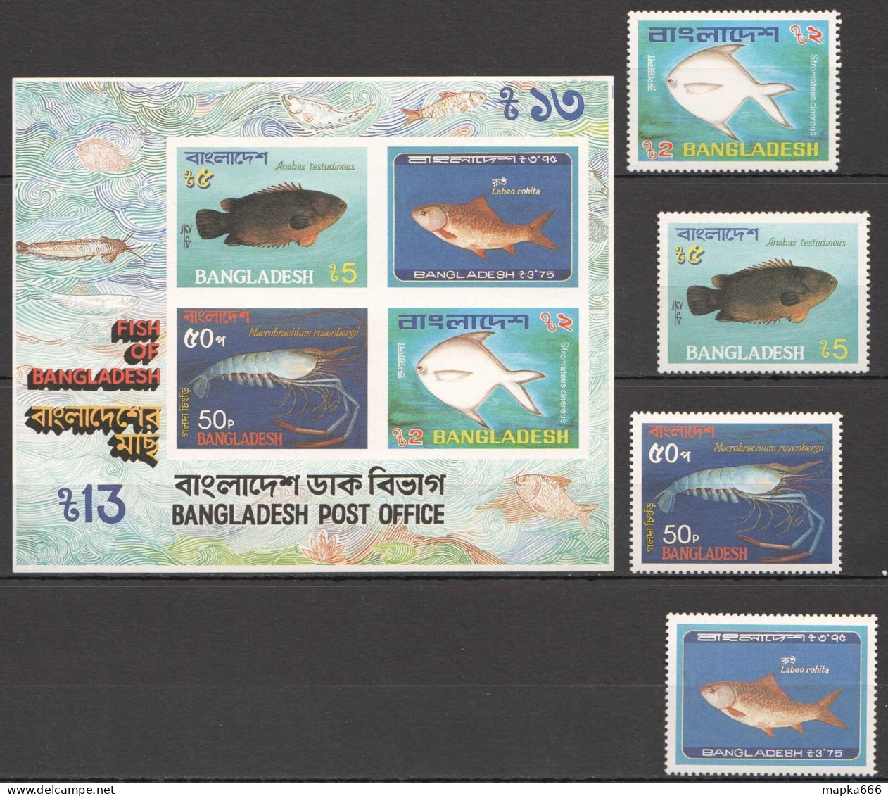 B0733 Imperf,Perf Bangladesh Fish & Marine Life #190-3 Michel 22 Euro Set+Kb Mnh - Marine Life