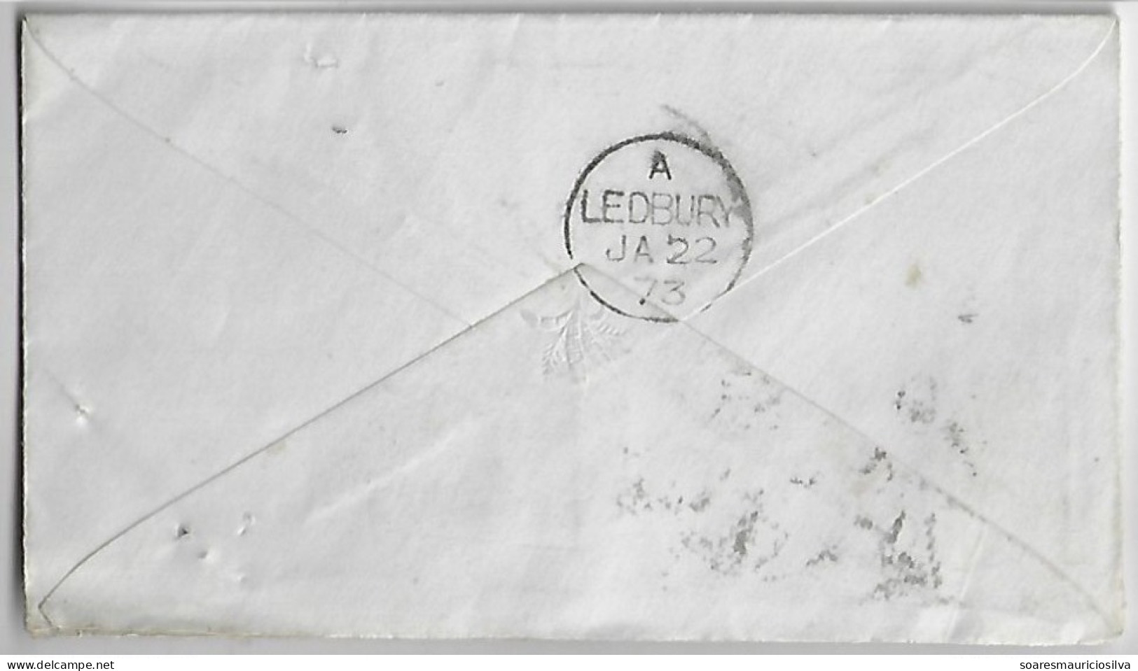 Great Britain 1873 Cover Malvern Link To Ledbury Stamp 1 Penny Red Perforate Corner Letter GG Queen Victoria Plate 145 - Lettres & Documents