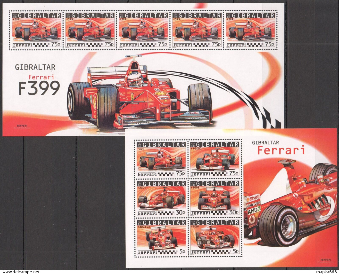 B0837 Gibraltar Auto Racing Formula 1 F1 Cars Ferrari History F399 ! 2Kb Mnh - Automobile