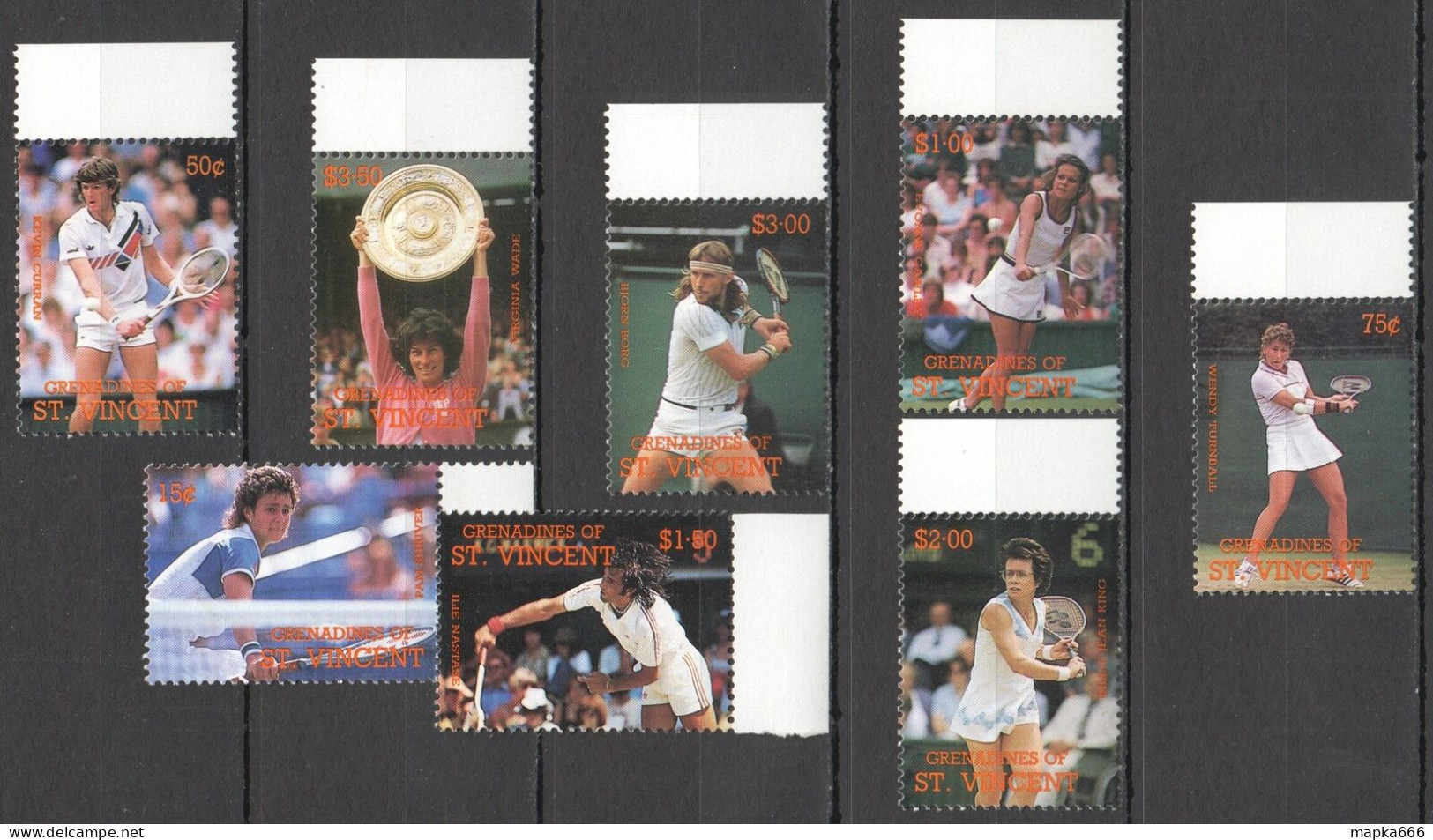 B0954 St. Vincent Sport Tennis Grand Slam Champions 1Set Mnh - Tenis