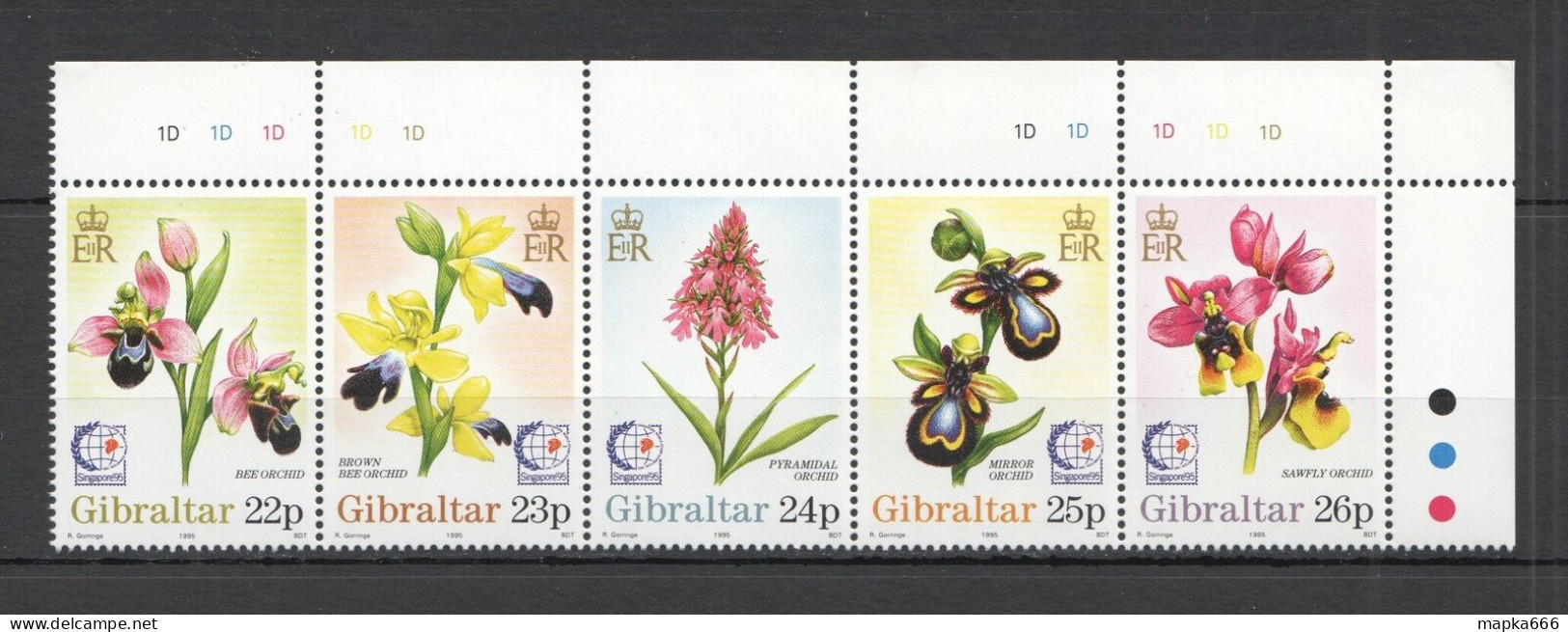 B0996 1995 Gibraltar Flora Nature Plants Flowers Orchids 1Set Mnh - Orchidées