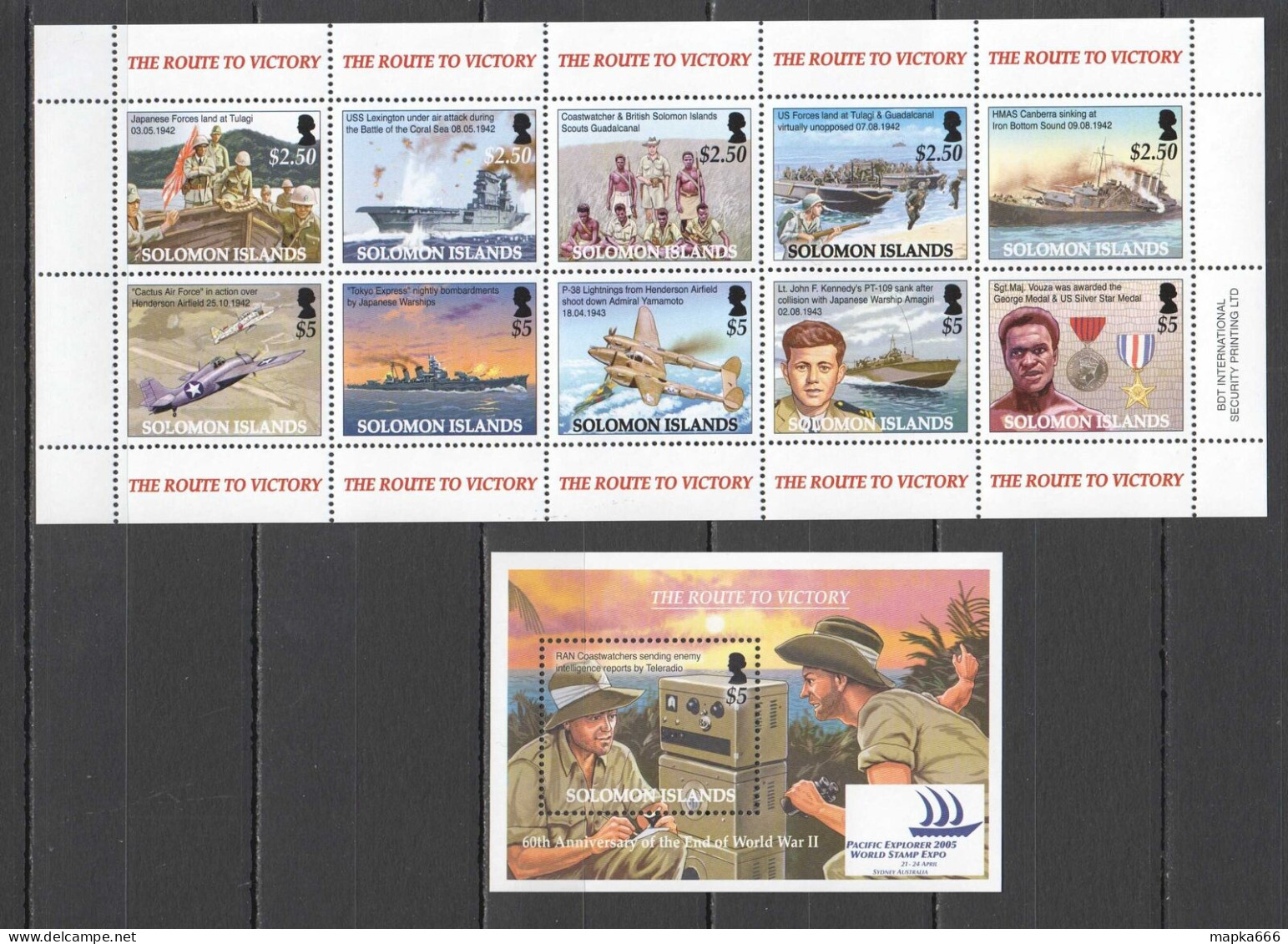 B0997 Solomon Islands World War Ii Wwii The Route To Victory 1Kb+1Bl Mnh - Militares