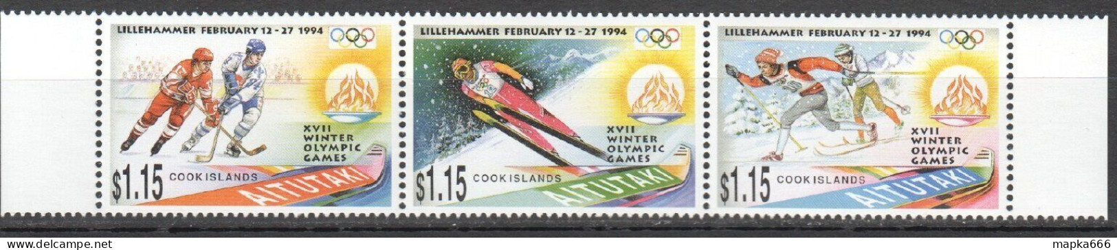 B1007 Aitutaki Winter Olympic Games Lillehammer 1994 Sport Set Mnh - Other & Unclassified