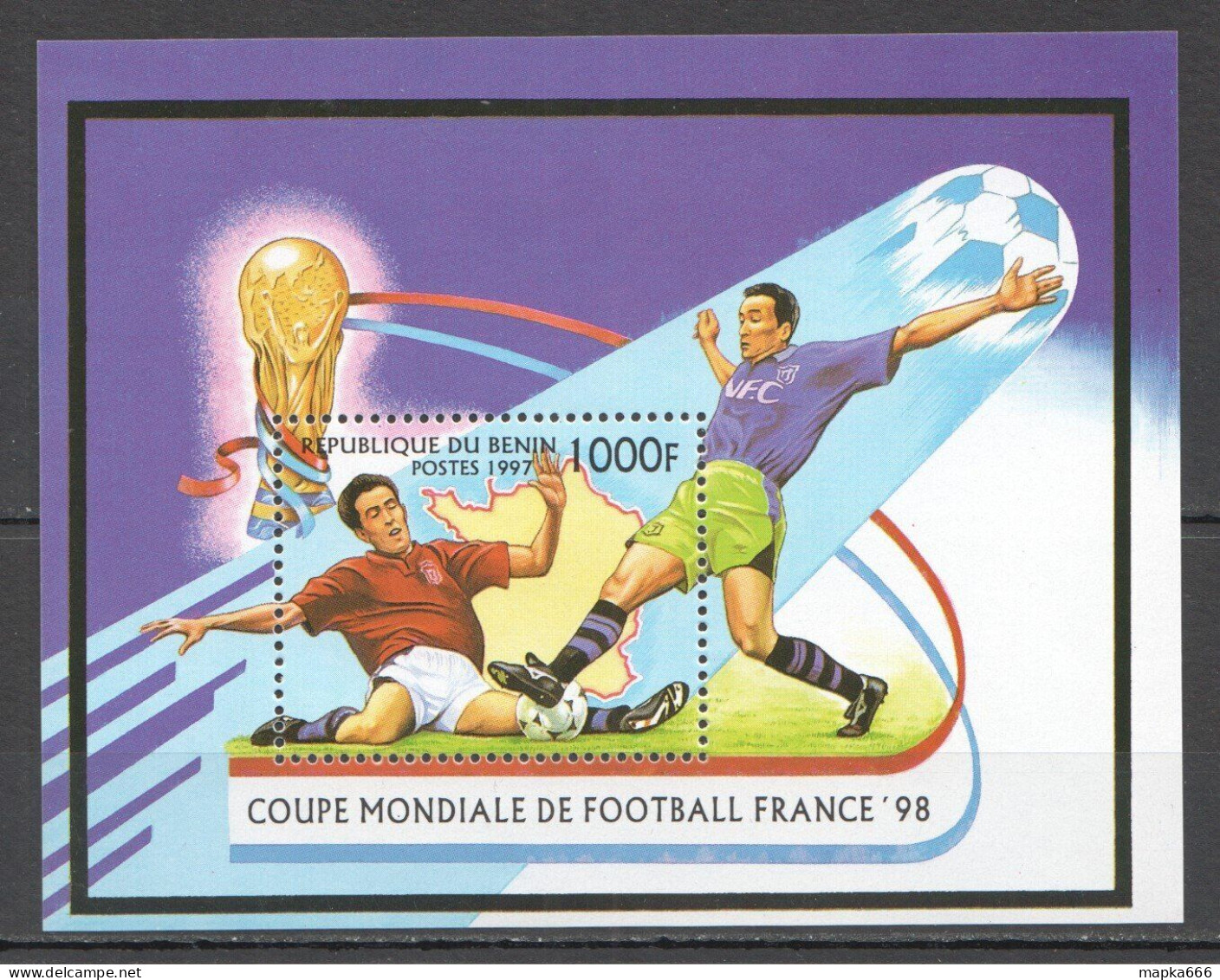 B1017 1997 Benin Sport Football World Cup France 1998 1Bl Mnh - Other & Unclassified