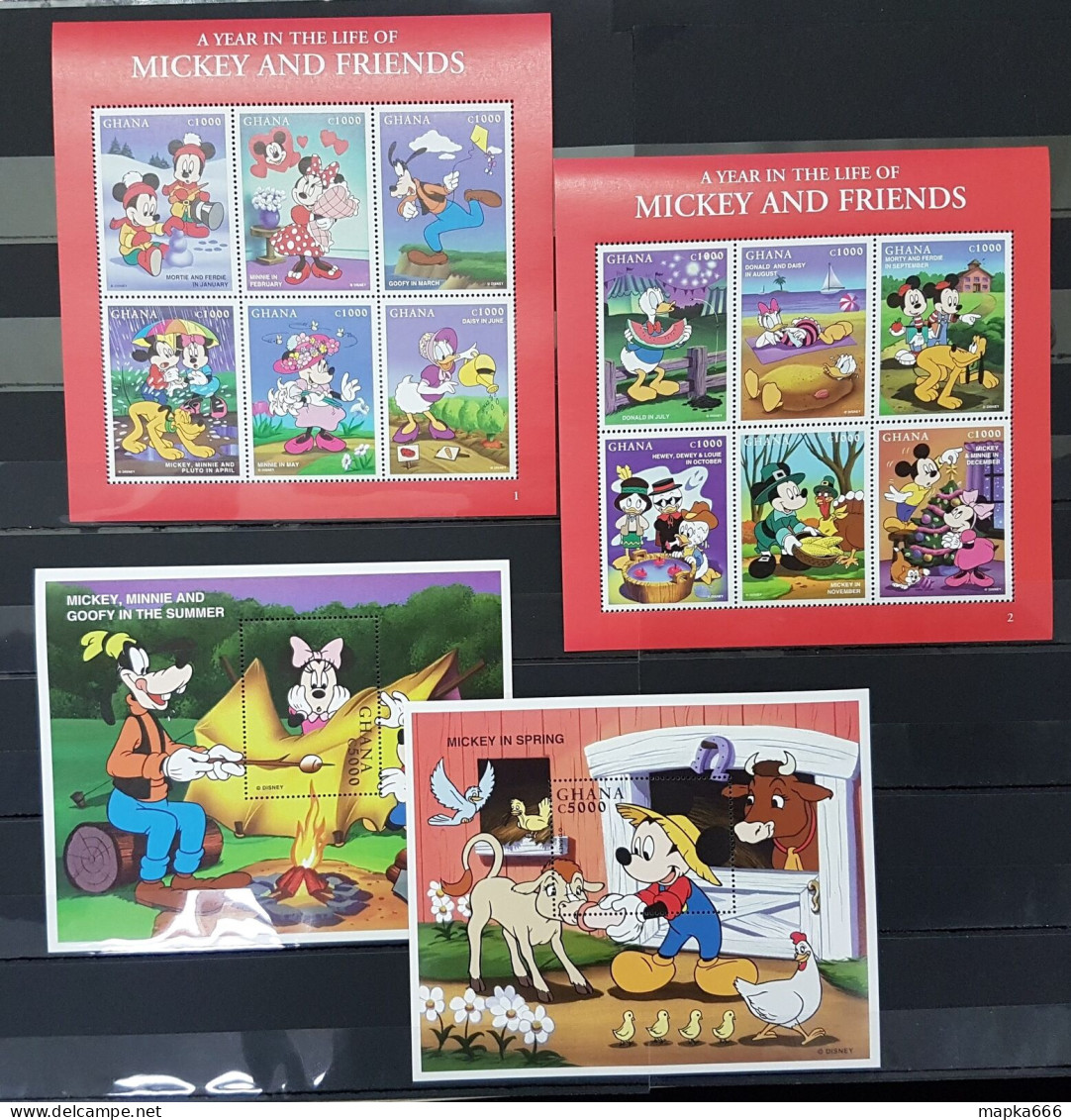 B1028 Ghana Walt Disney Year In The Life Of Mickey & Friends ! Full 2Kb+2Bl Mnh - Disney