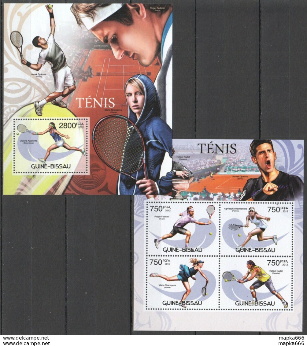 Bc503 2012 Guinea-Bissau Sport Tennis Stars Federer Djokovic Nadal Bl+Kb Mnh - Tenis